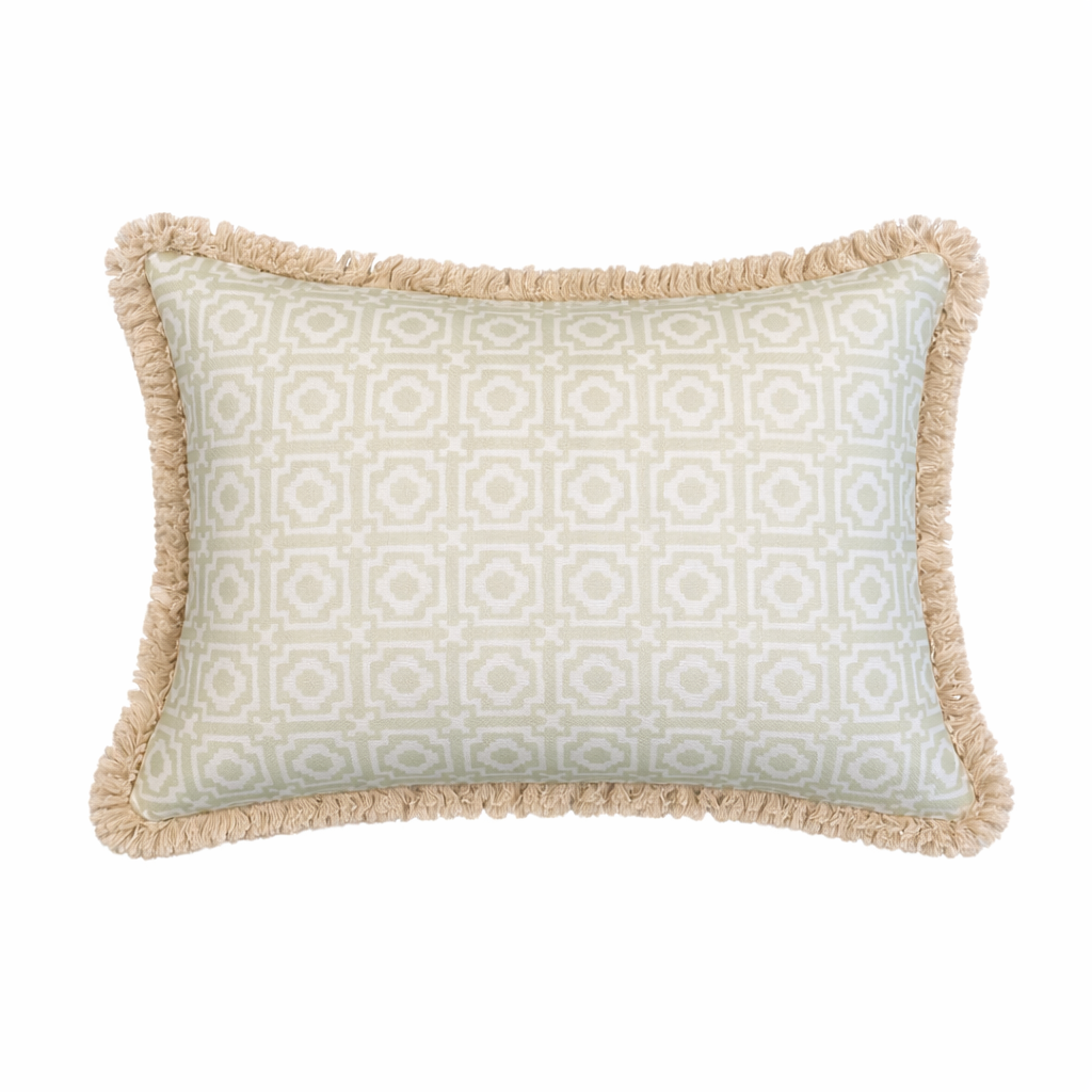 Alotablots Lumbar Cushion - Sage with Cream Fringe