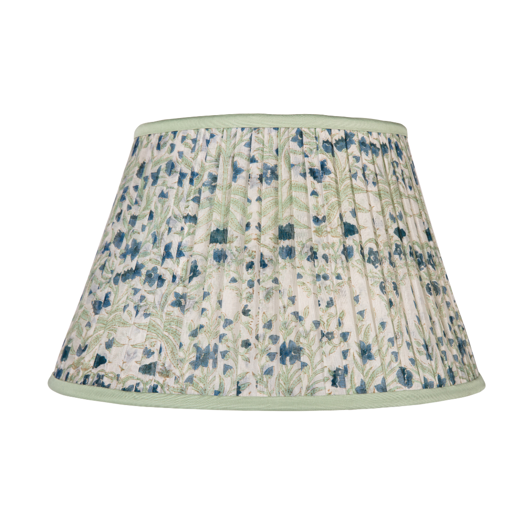 Bluebell Lampshade with Green Trim