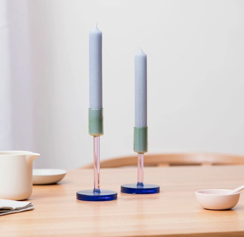 Colorlab glass candlesitcks Green  & Pink