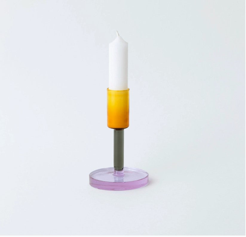 Colorlab Glass Candlesticks - Smoke & Amber