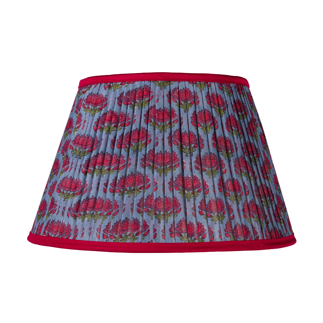 Cerise & Blue Lampshade with Pink Trim