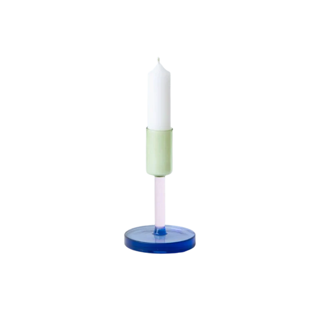 Colourlab Glass Candlesticks - Green & Pink