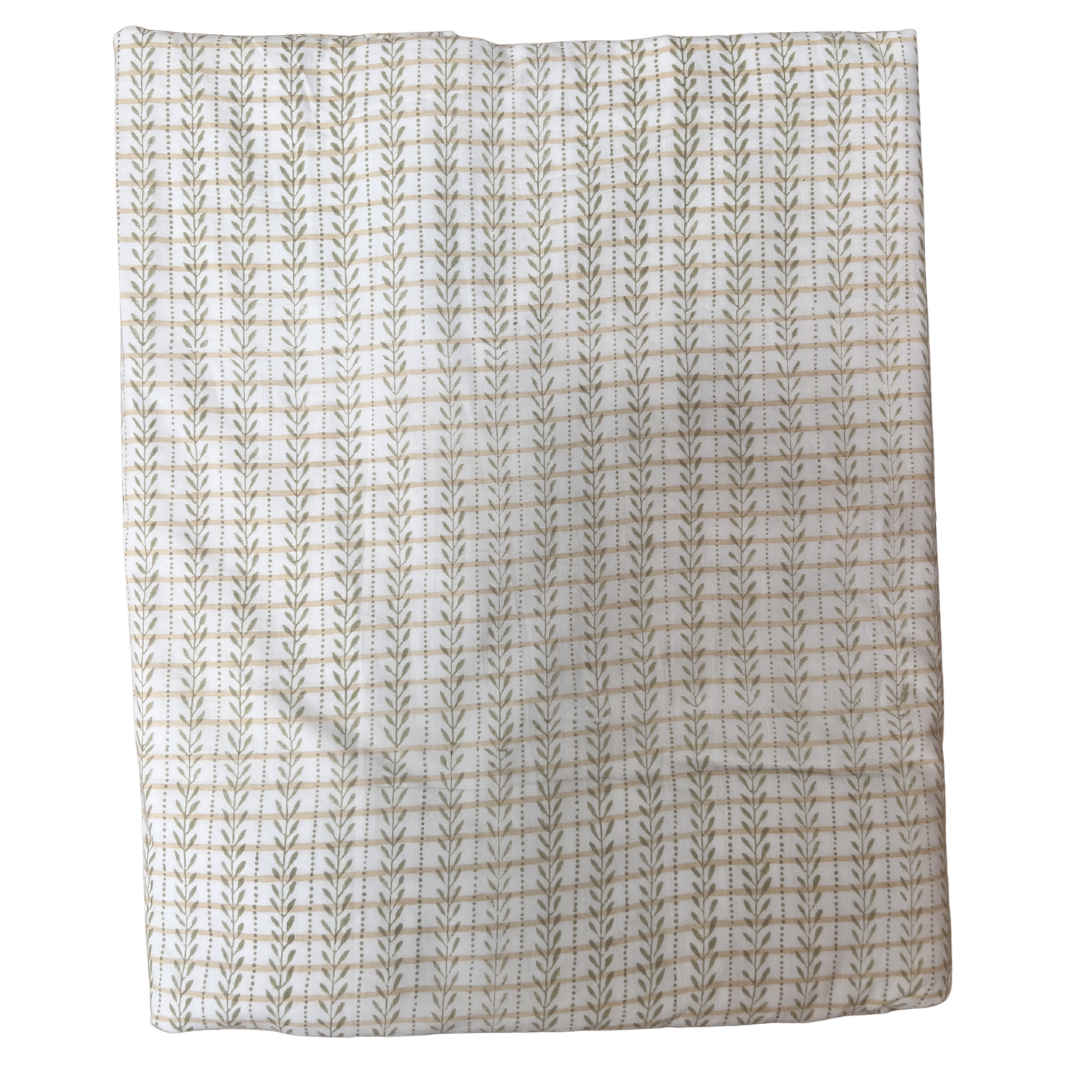 Dohar - Sage and Yellow Floral Stripe - Double