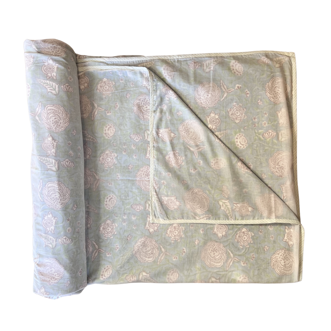 NEW IN | Dohar - Teal Blue, Red & White Flowers - King