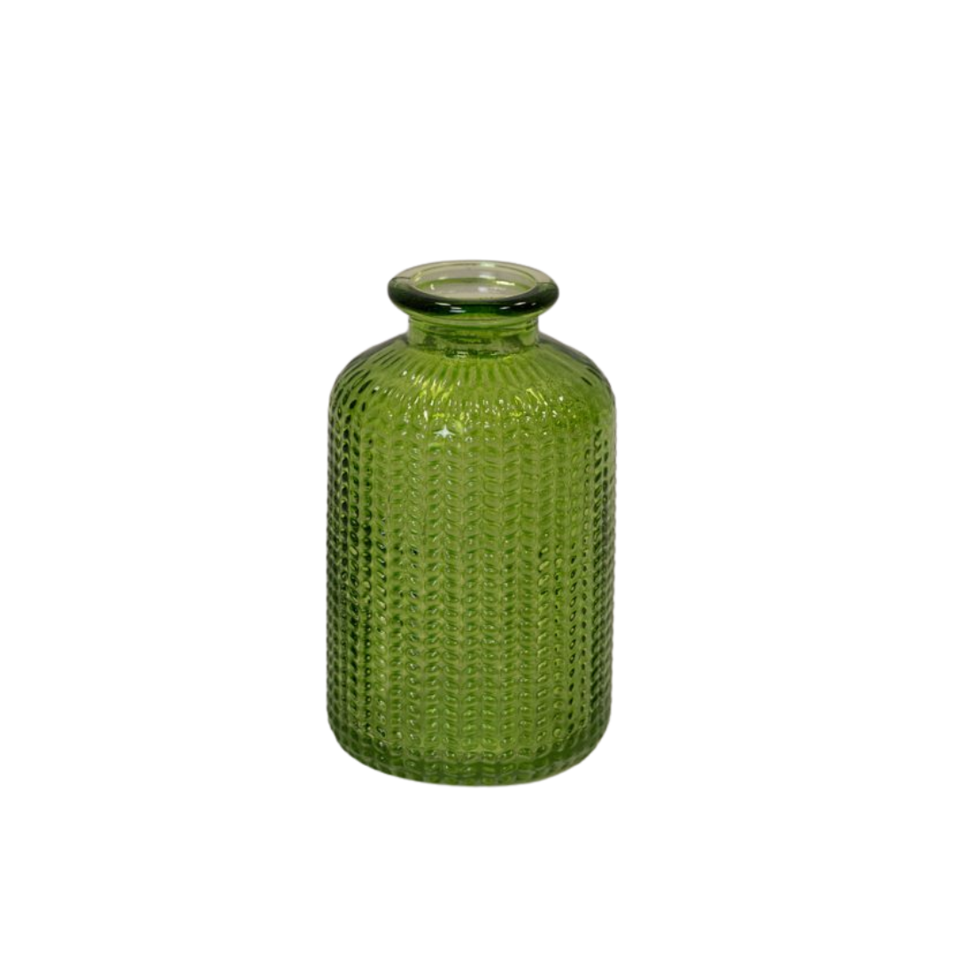 Emerald Green Dimpled Glass Bottle
