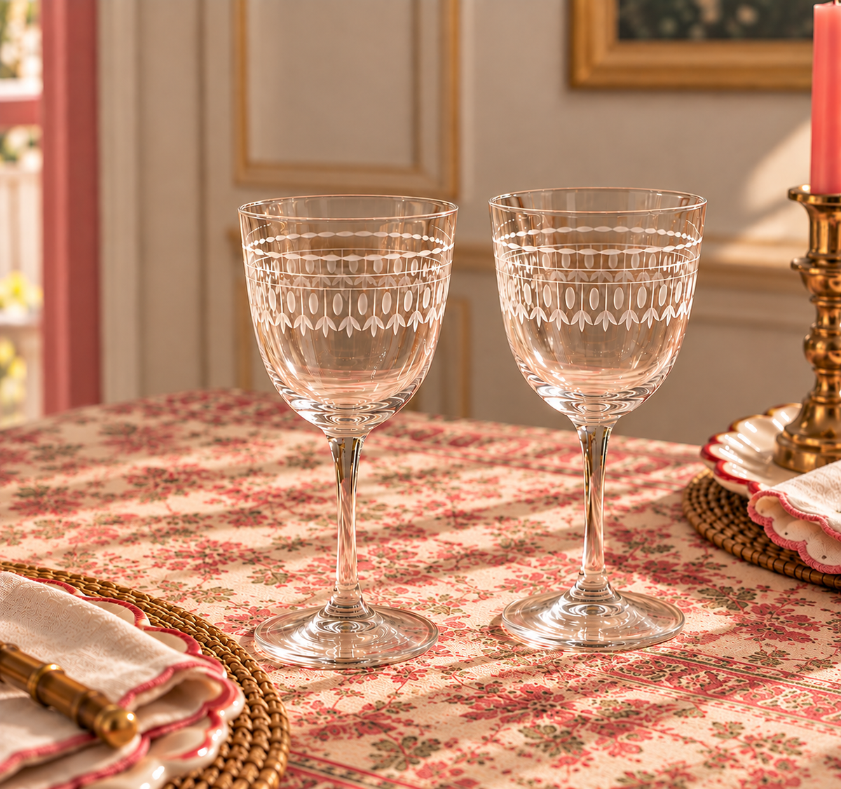Etched Wine Glasses | Set of Two