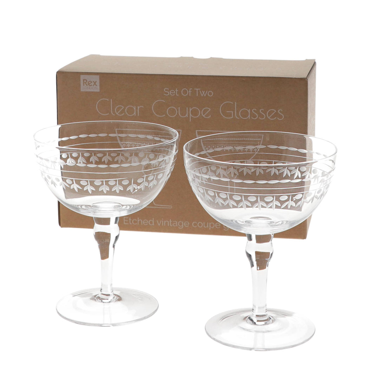 Etched Coupe Glasses | Set of Two