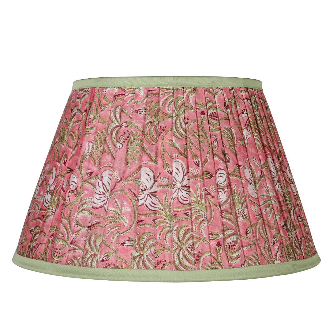 Fresh Flowers on Pink Background with Green Trim