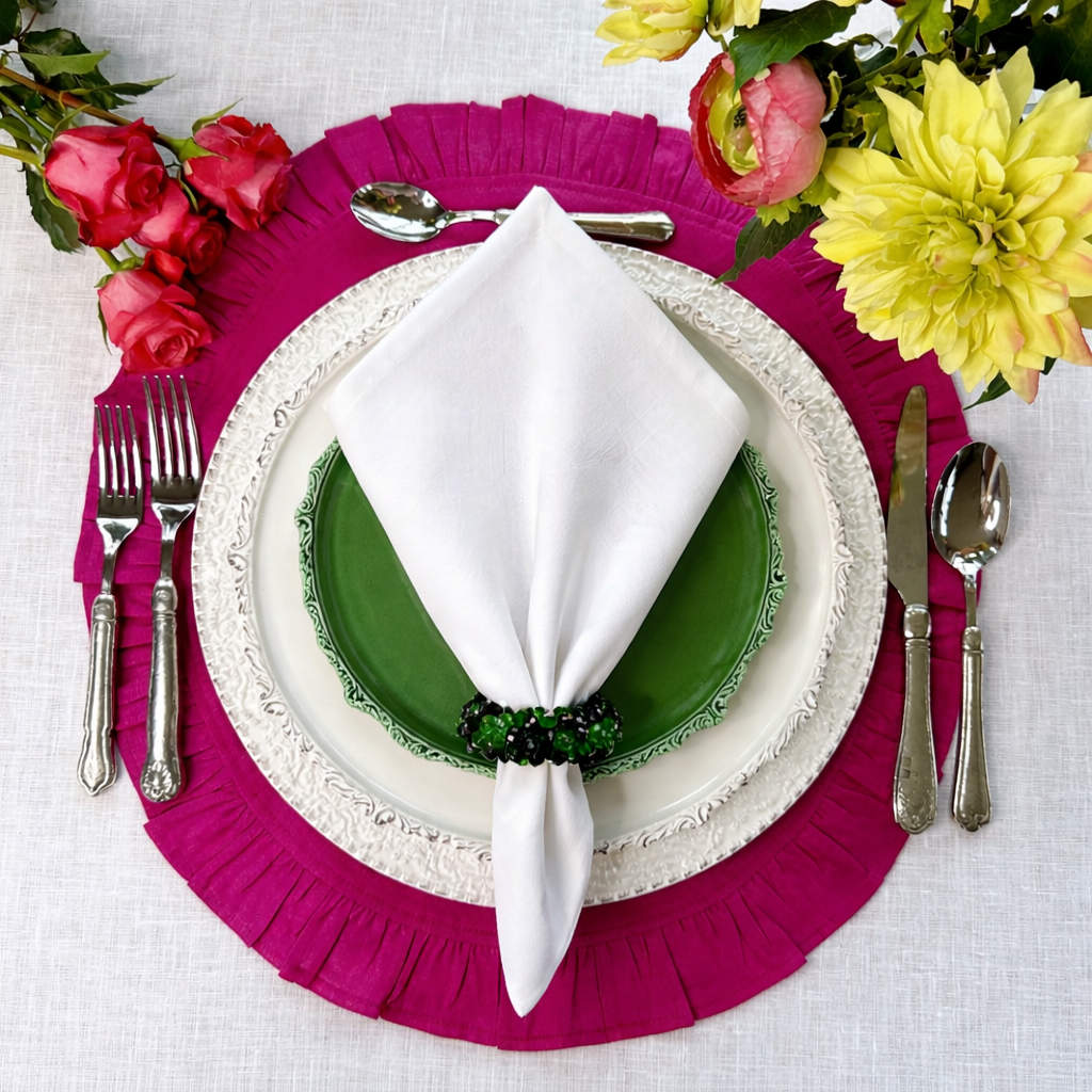 Ruffle Table Mat - Set of 2  - Fuchsia