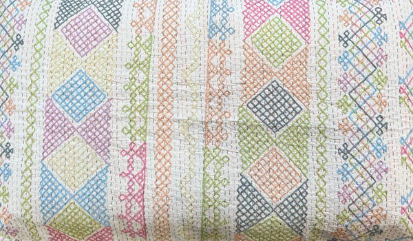 Hand Embroidered Double Bedspread - Vibrant Colours - 100% Cotton