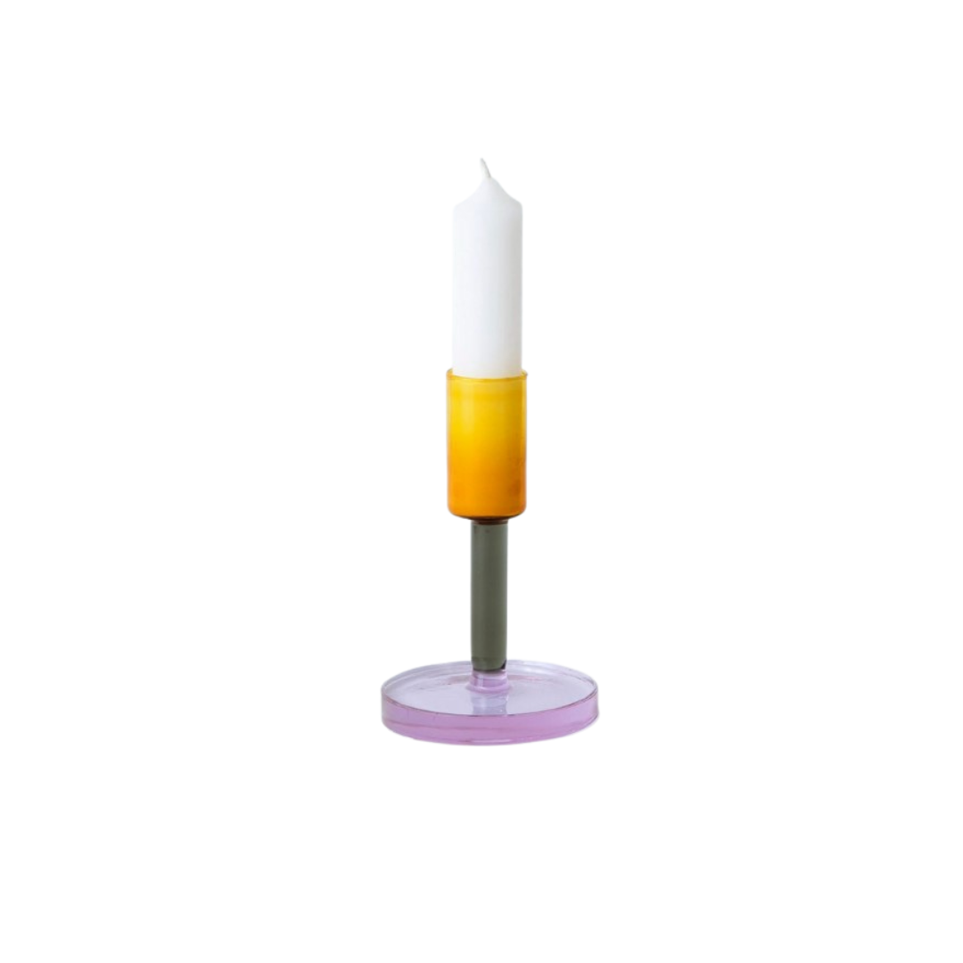 Colourlab Glass Candlesticks - Smoke & Amber