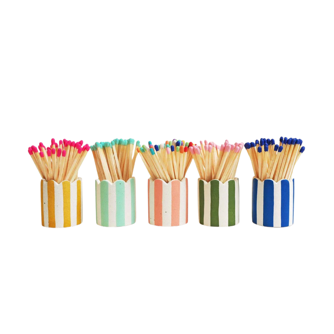 Stripy Match Stick Holders - Choose Your Colours
