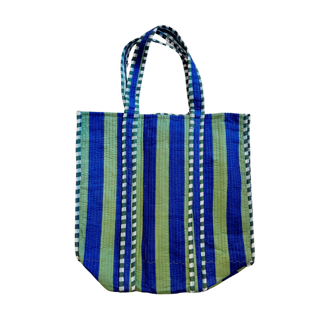 Kelling Home Cotton Tote Bag – Blue & Green Stripe