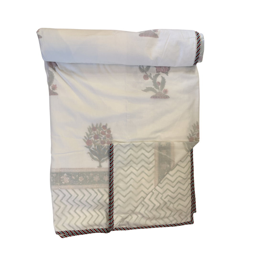 NEW IN | Dohar - starfish flower with green zig zag stripe border - Double