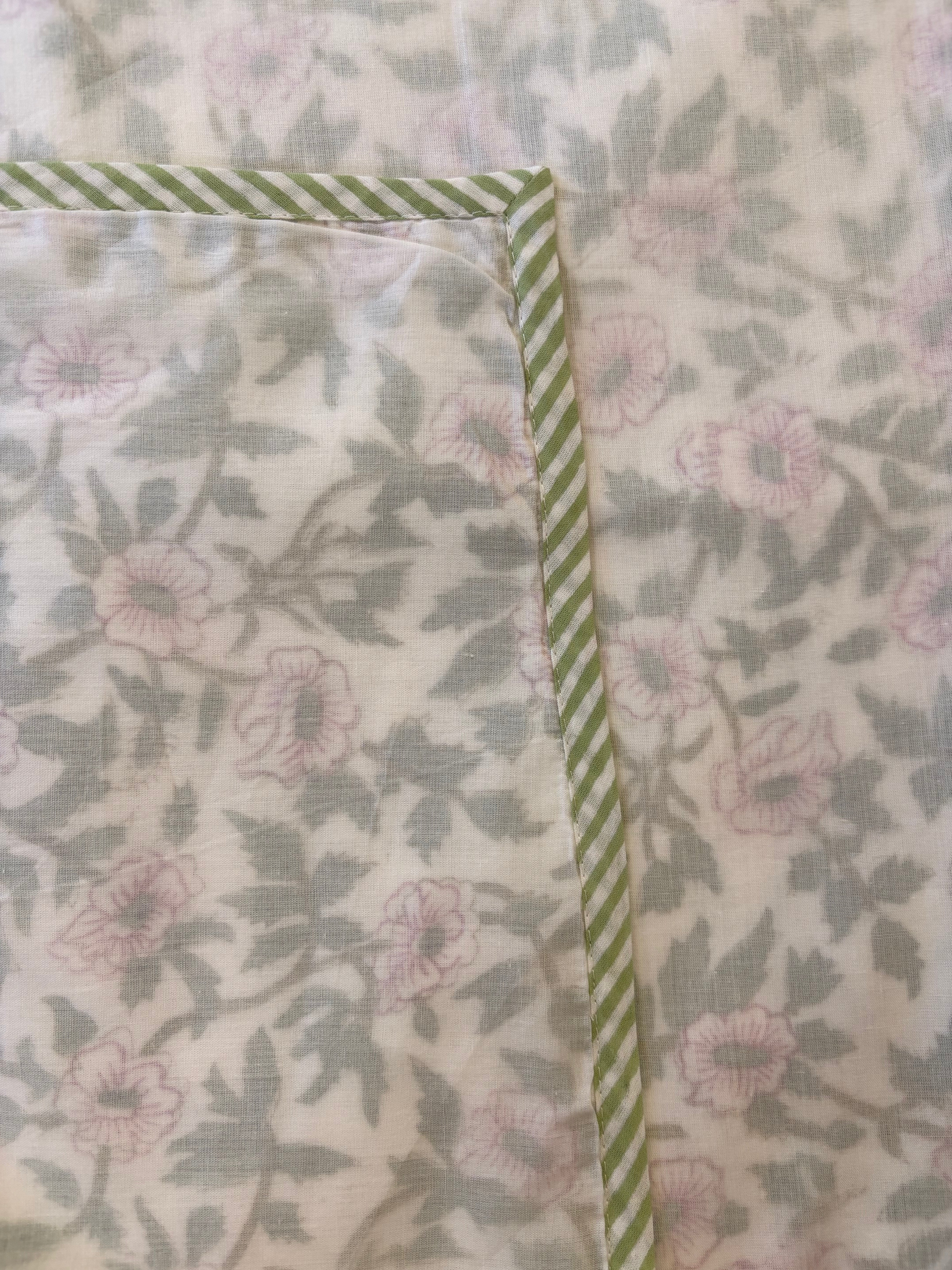 NEW IN | Dohar - Pink Flowers Green Leaves - Double