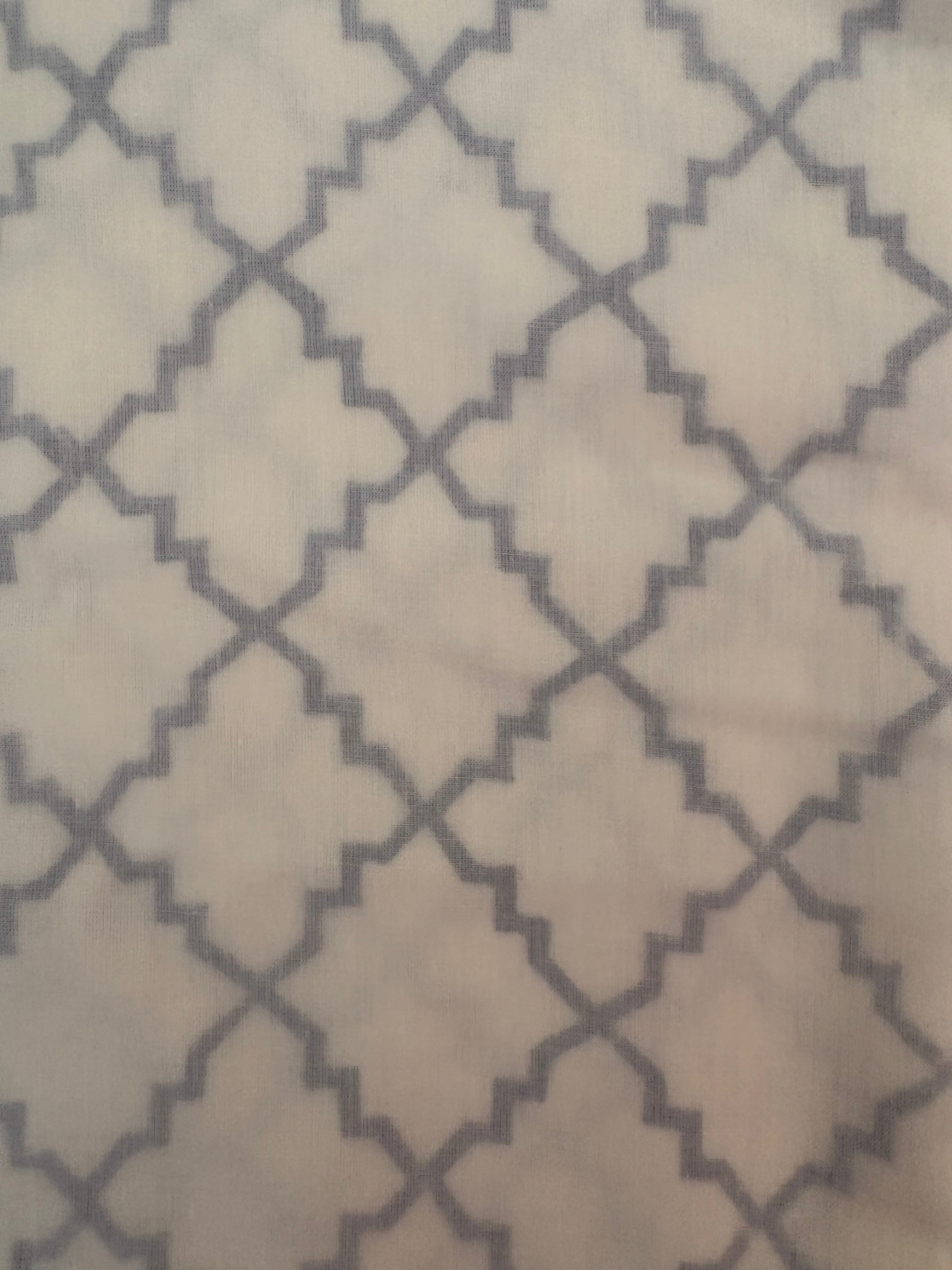 NEW IN | Navy Trellis with Stripe Trim Dohar - Double