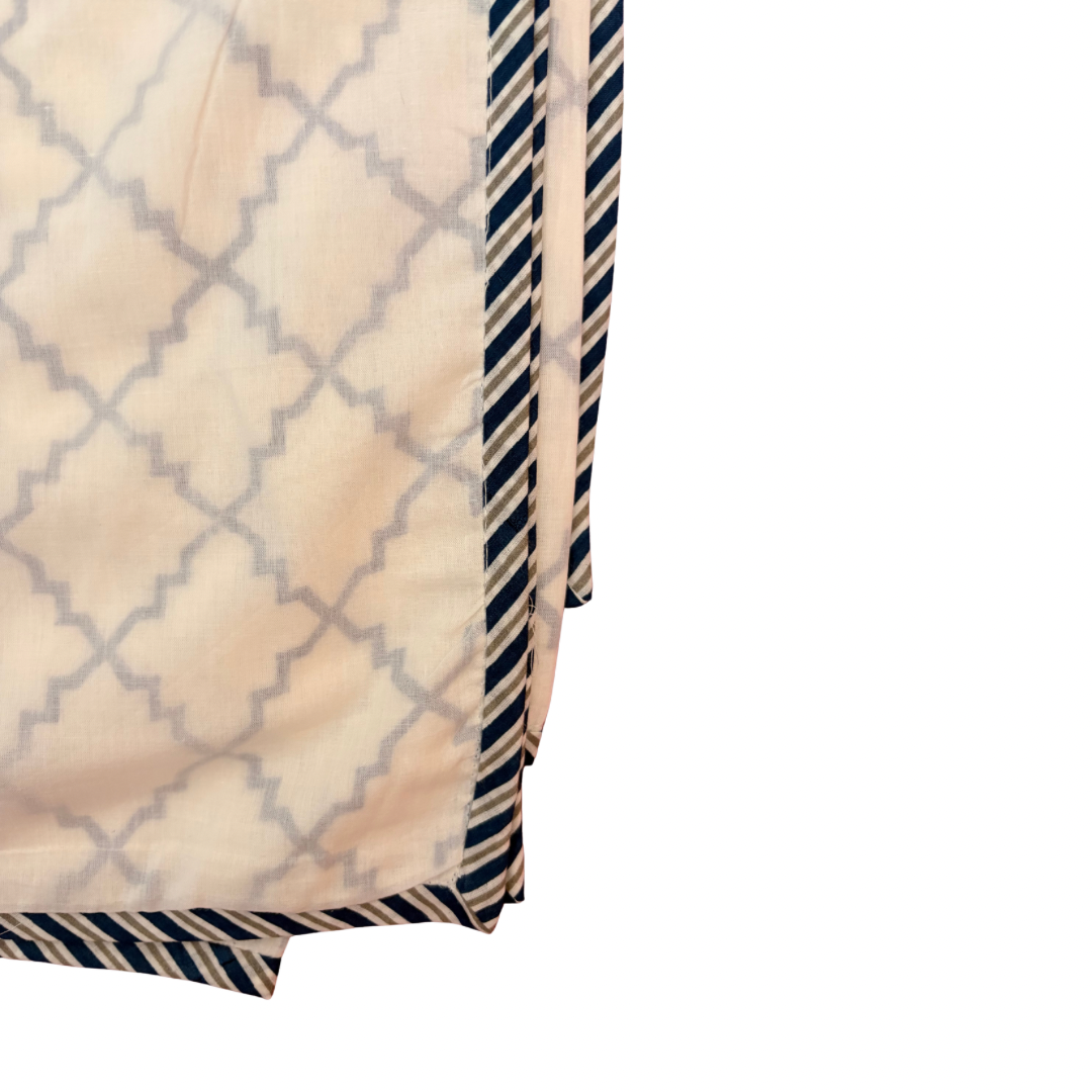 NEW IN | Navy Trellis with Stripe Trim Dohar - Double