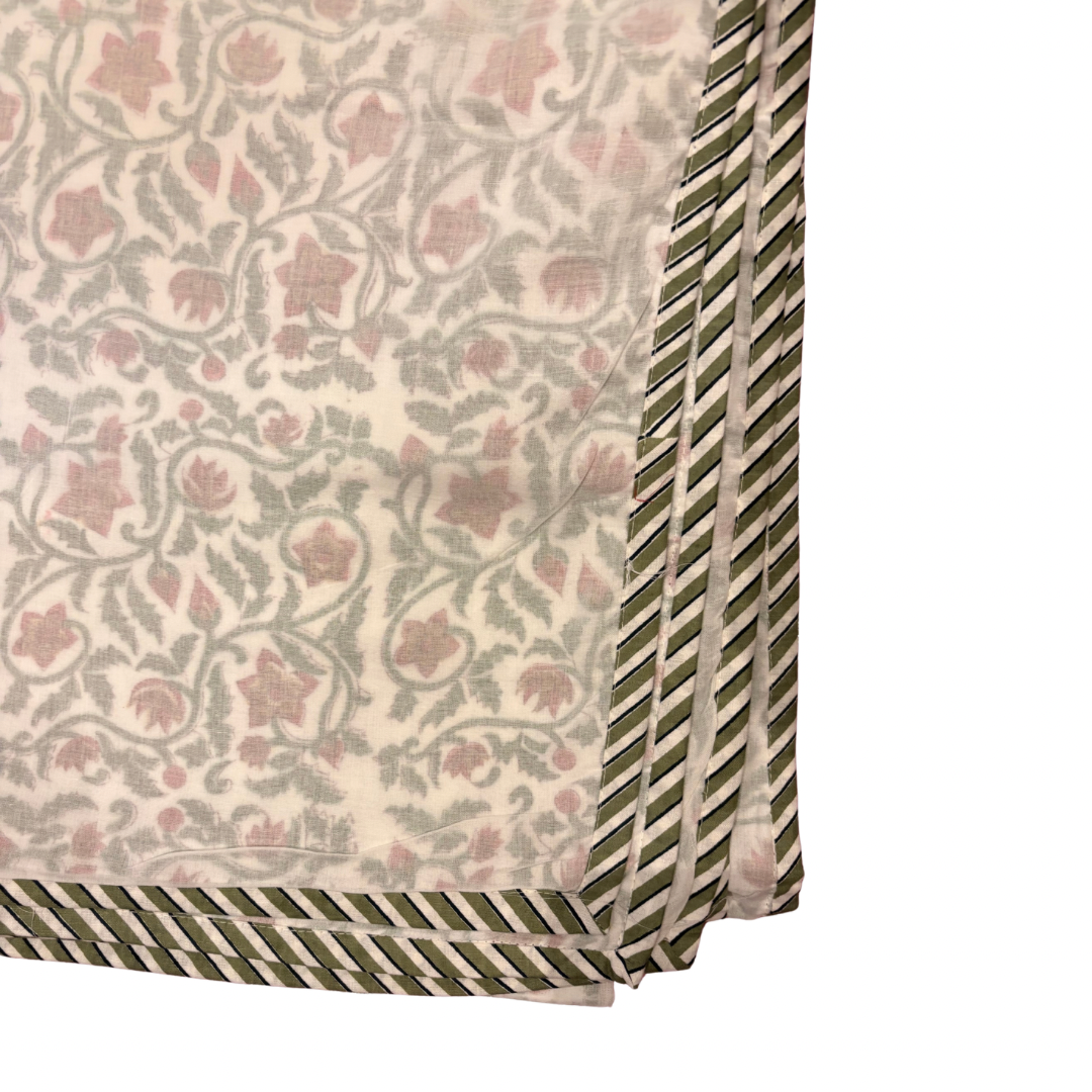 NEW IN | Red Flower Trellis and Green Stripe Border - King / Super King Dohar