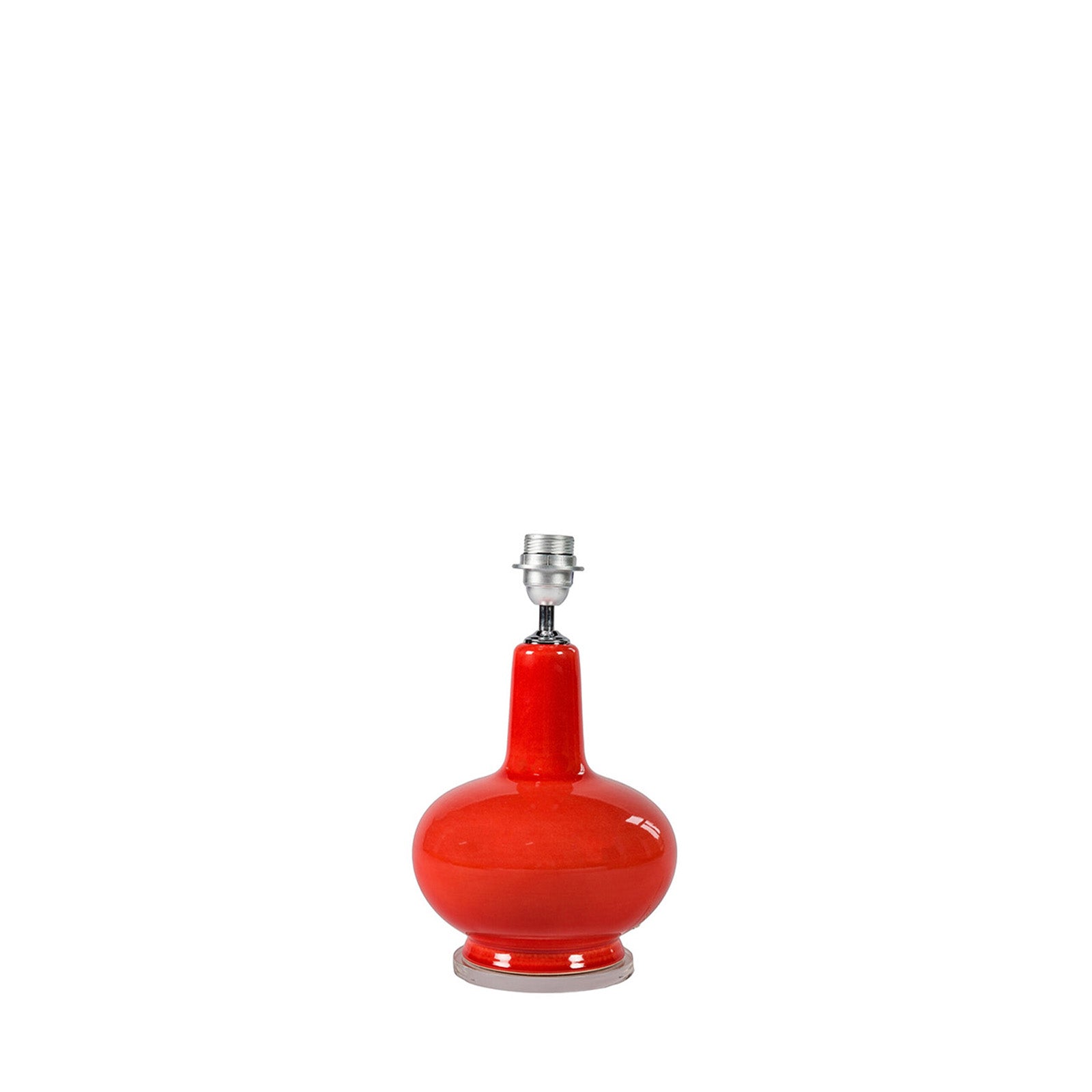 A red ceramic lamp base with an acrylic top, designed to accommodate an E27 screw cap bulb.