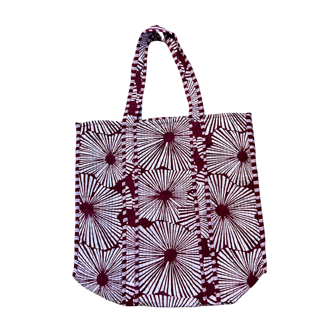 Kelling Home Cotton Tote Bag – Red & White Flower Burst
