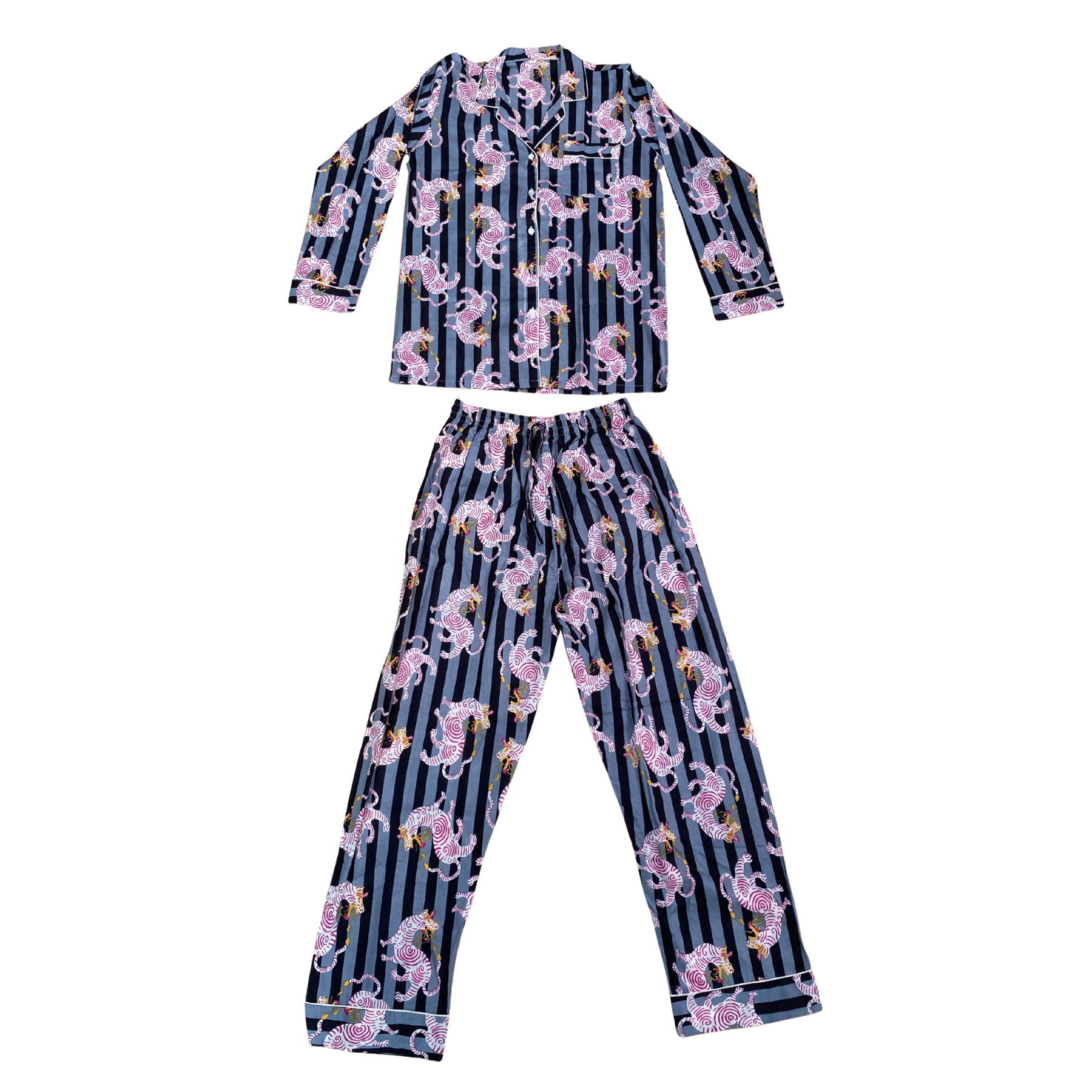 Kelling Home Block Print Cotton Pyjama Set – Midnight Dragon