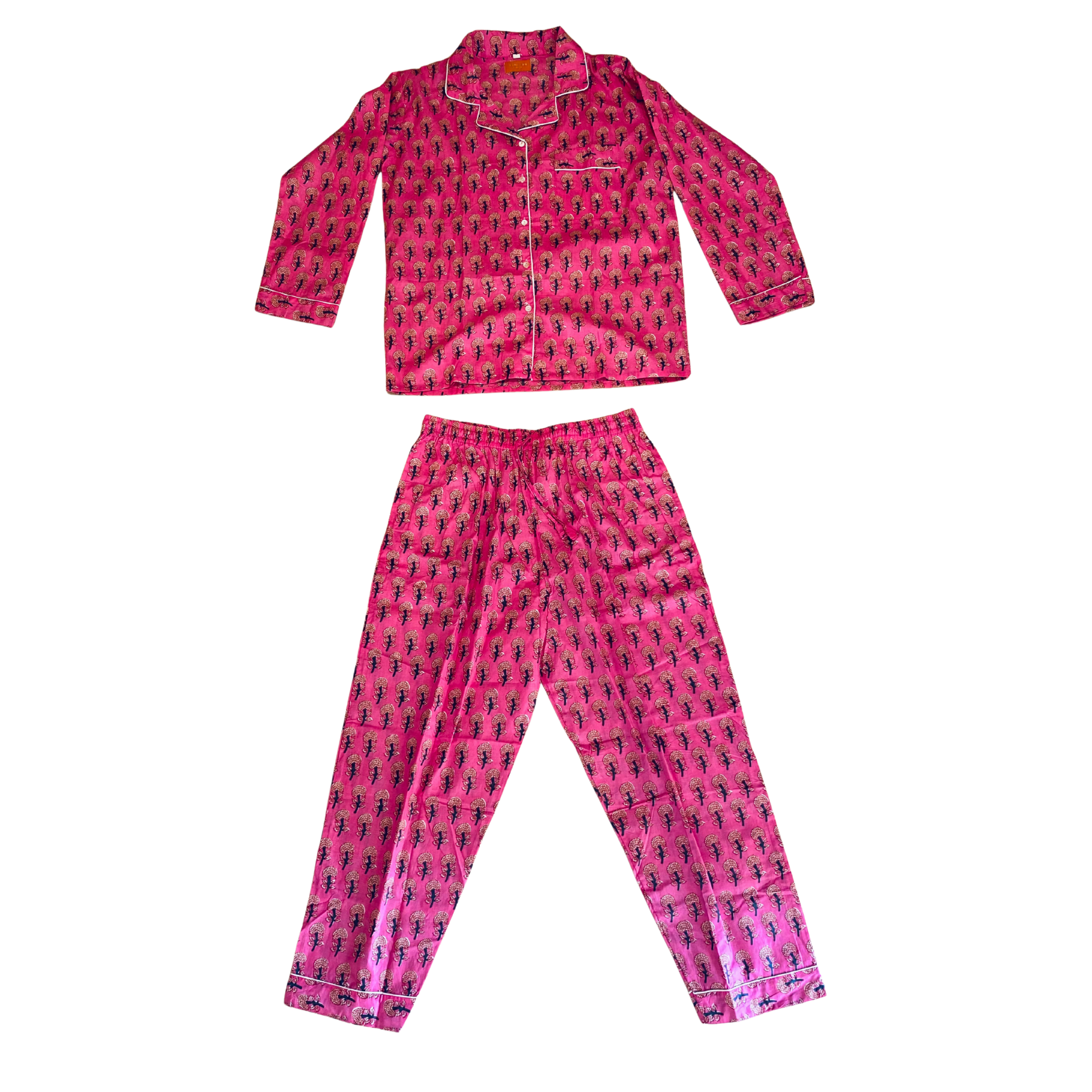 Kelling Home Cotton Pyjama Set – Bright Pink Single Stem