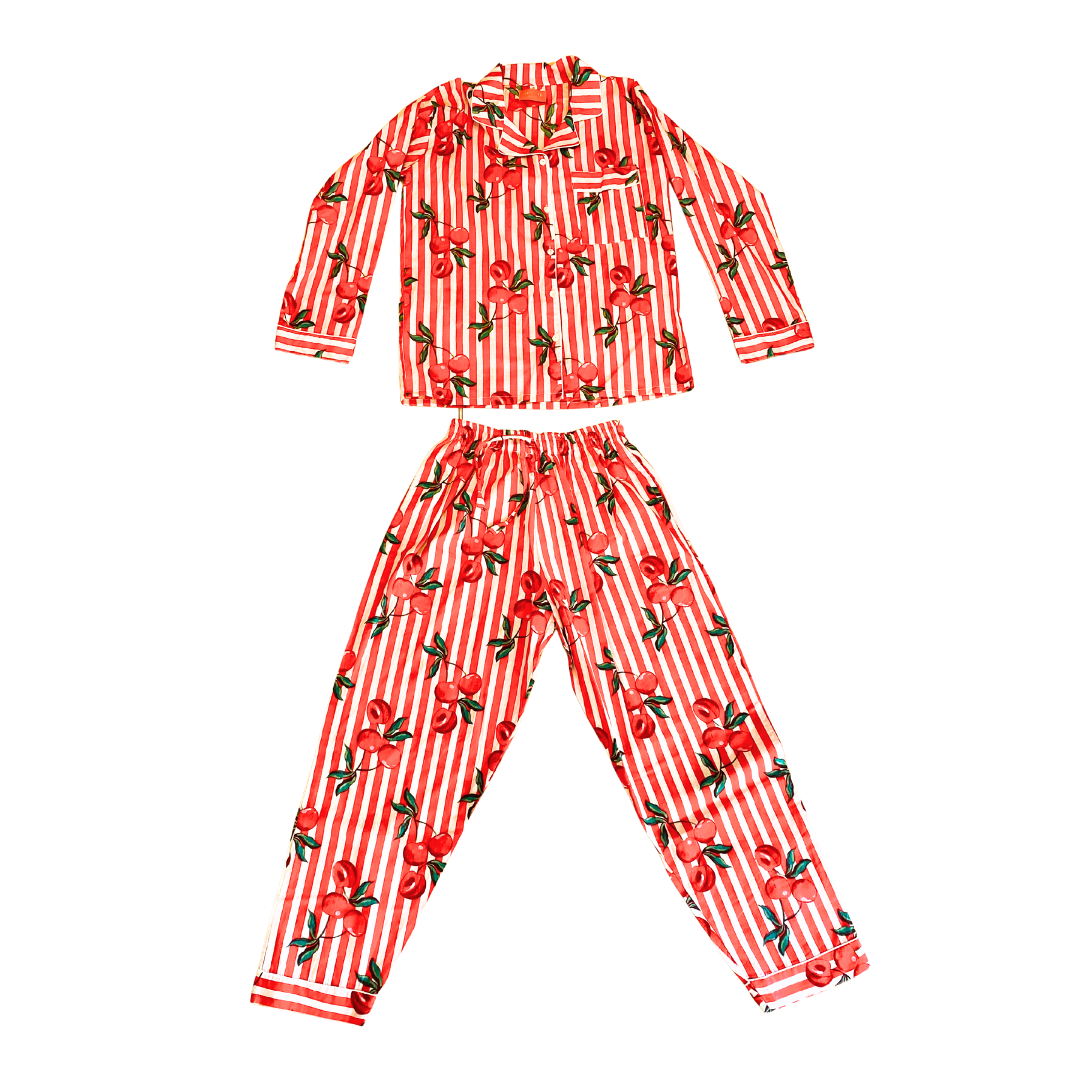 Kelling Home Cotton Pyjama Set – Cherry Red & White Stripe
