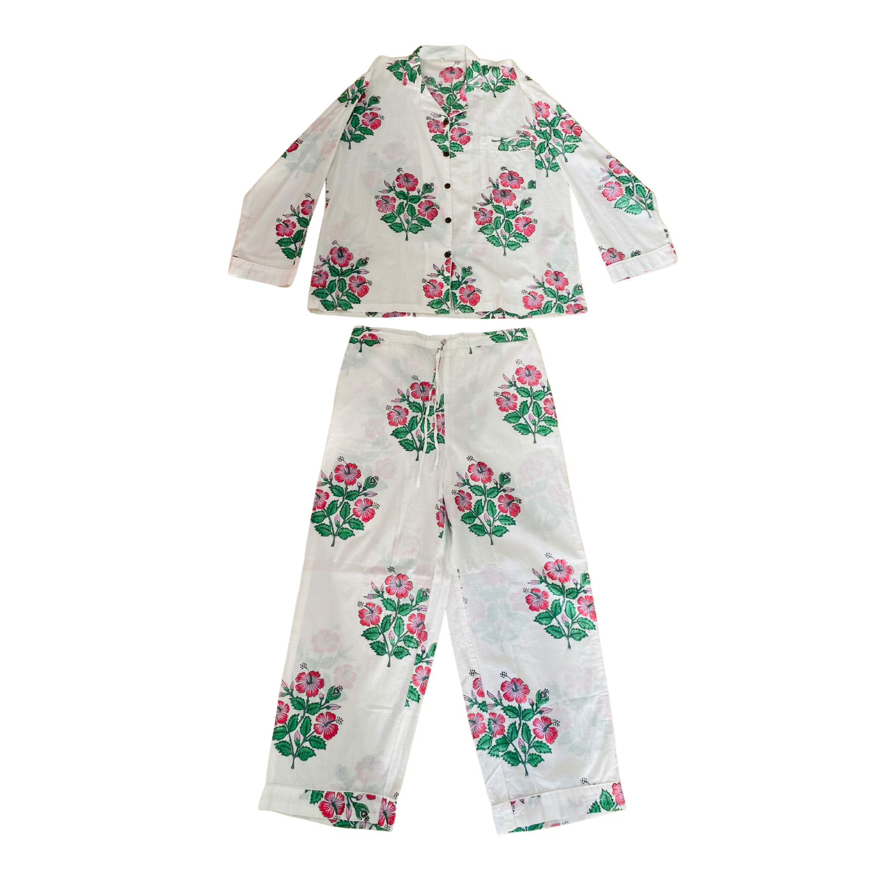 Kelling Home Cotton Pyjama Set – Pink Hibiscus