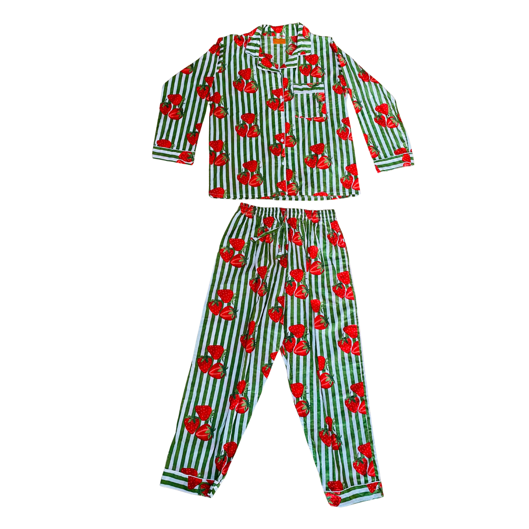 Kelling Home Cotton Pyjama Set – Strawberry Green Stripe