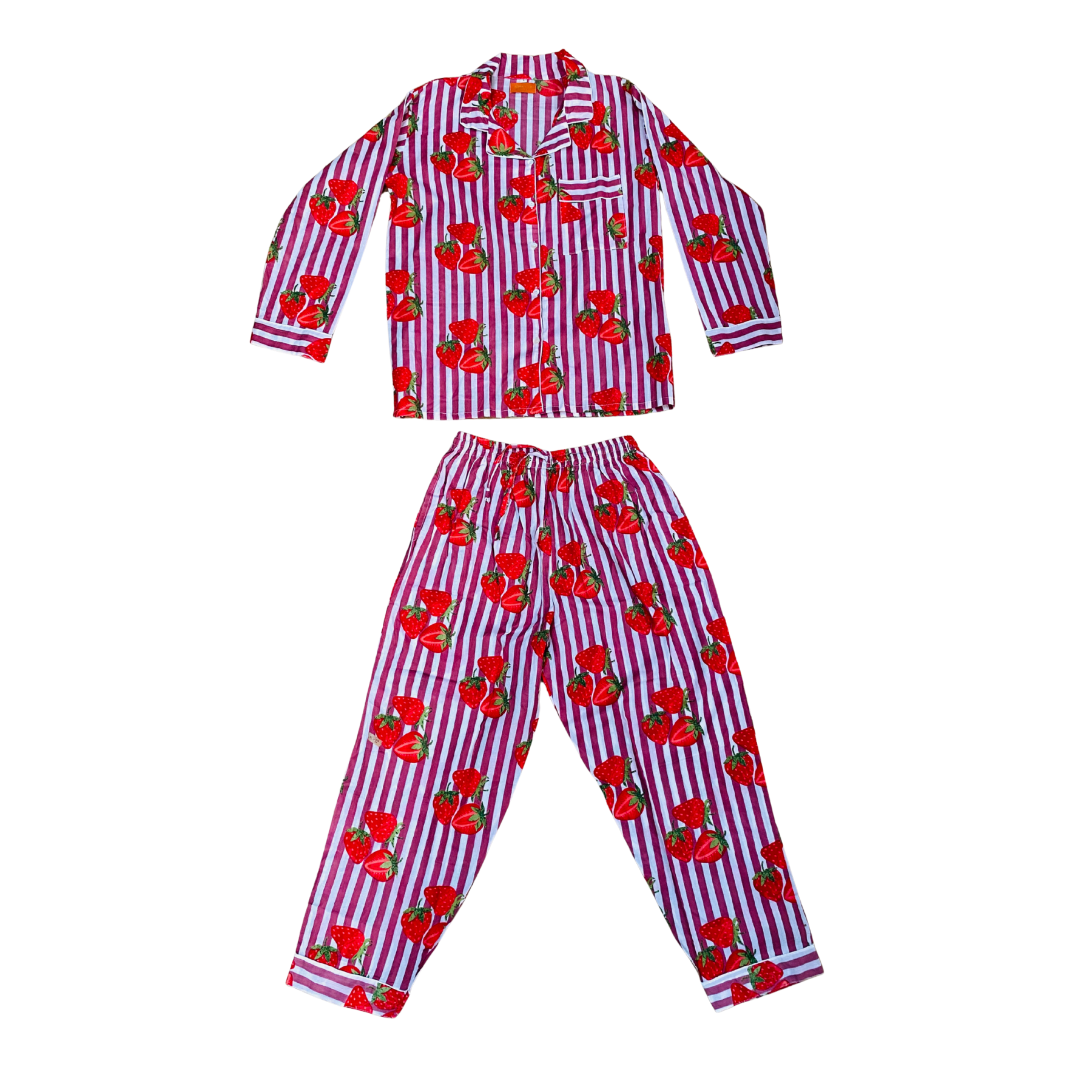Kelling Home Cotton Pyjama Set – Strawberry Maroon Stripe