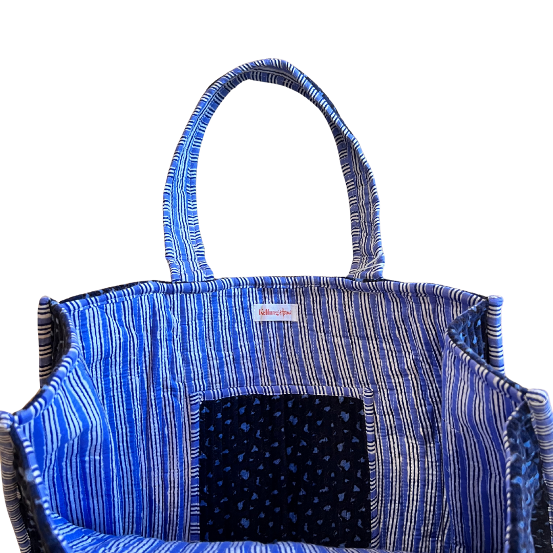 Kelling Home Velvet Tote Bag – Blue Leopard