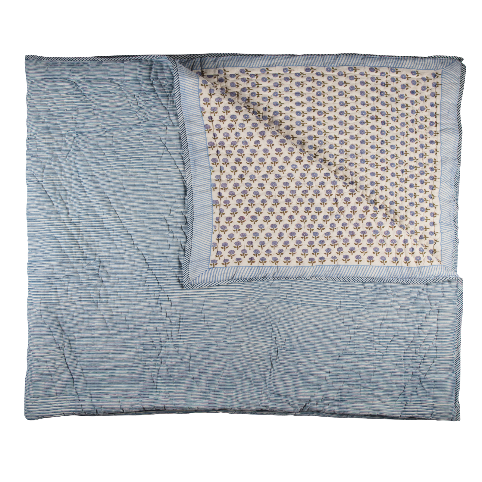Lavender Field & Stripe Bedspread - Super King