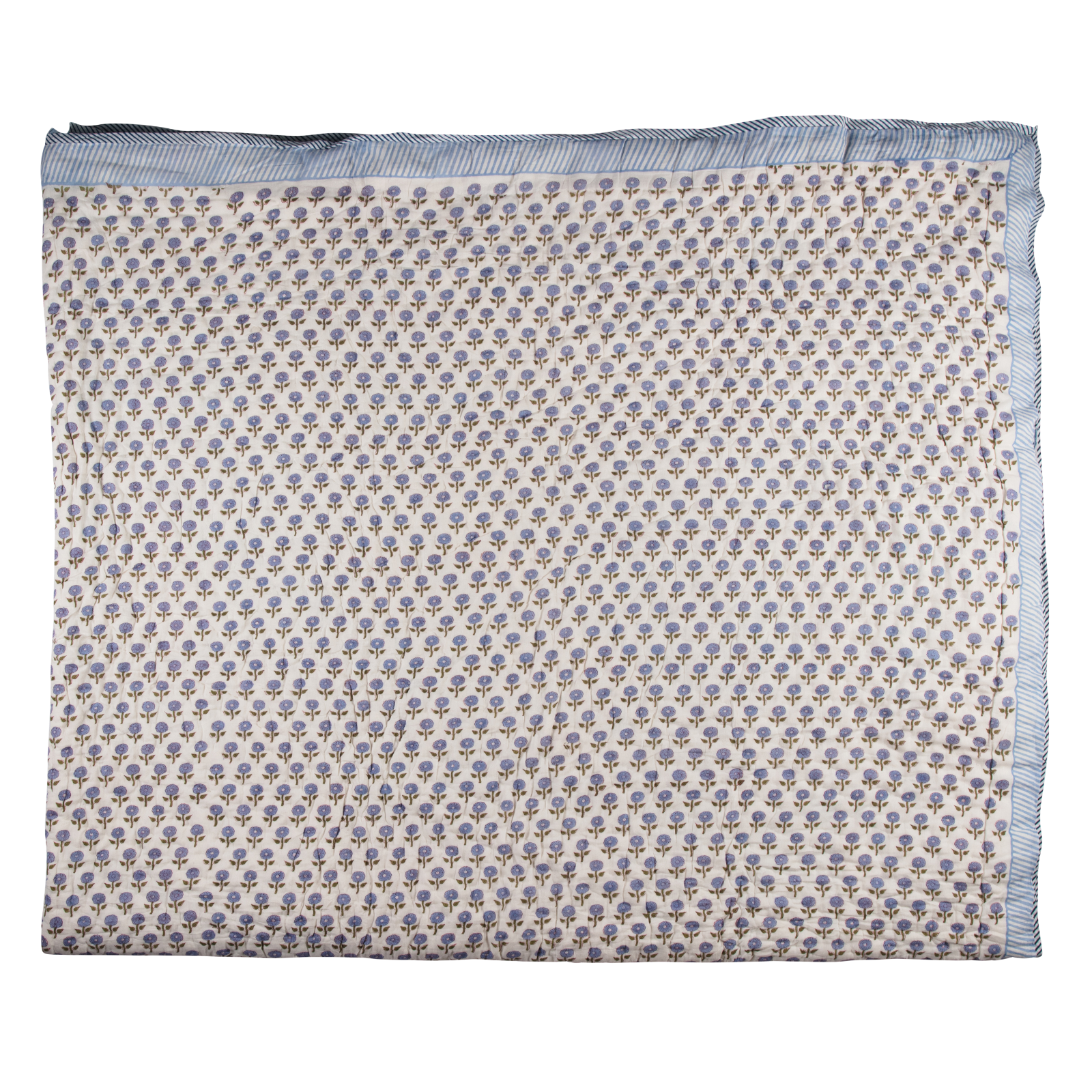 Lavender Field & Stripe Bedspread - Super King