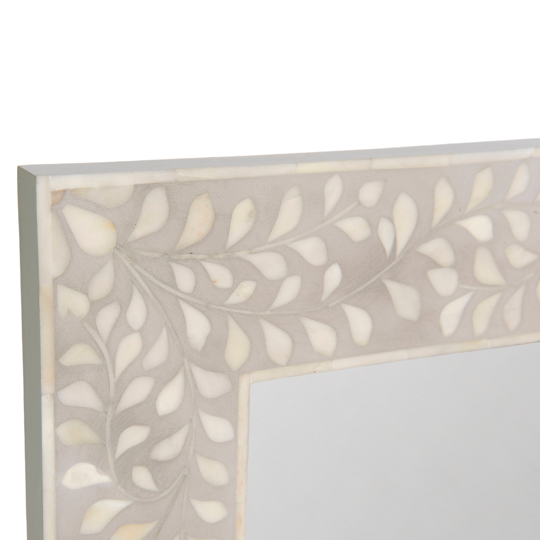 Light Grey Bone Inlay Large Rectangular Mirror
