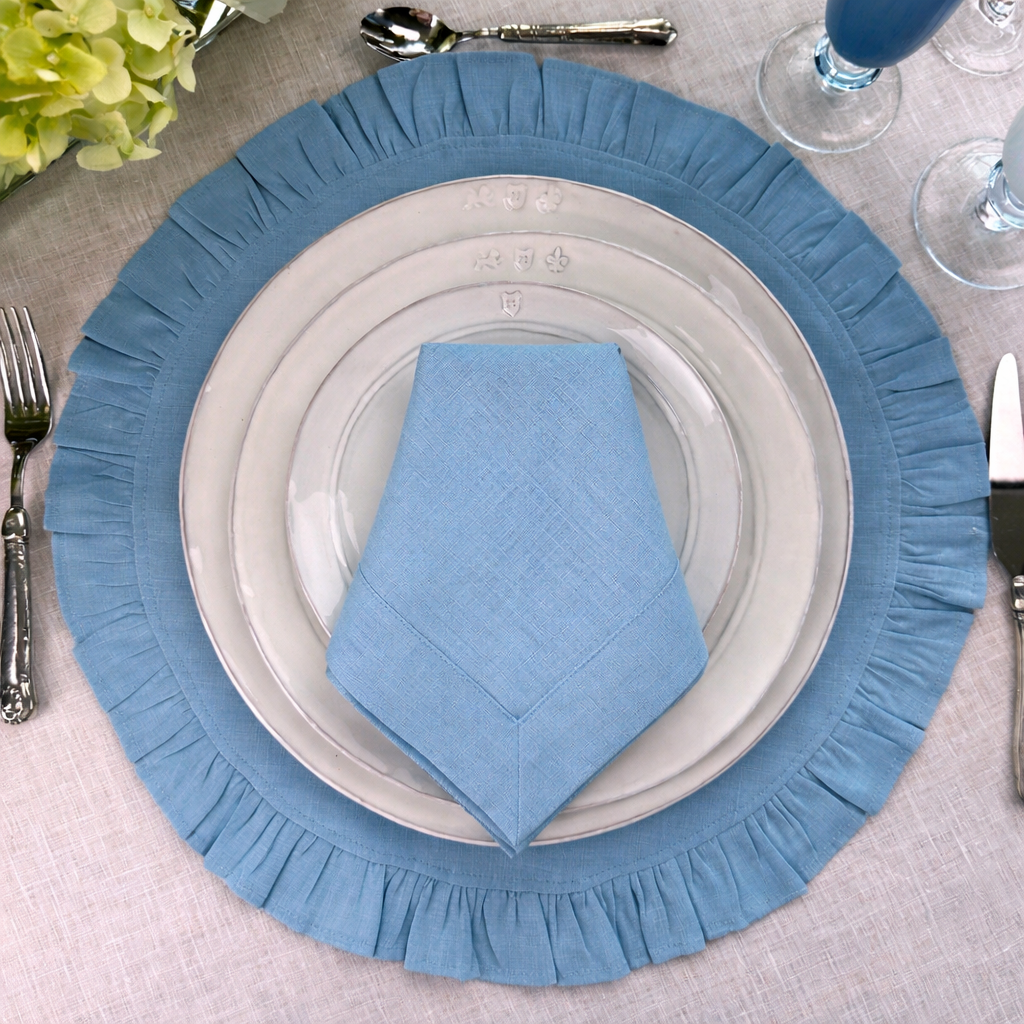 Ruffle Table Mat - Set of 2  - Sky Blue