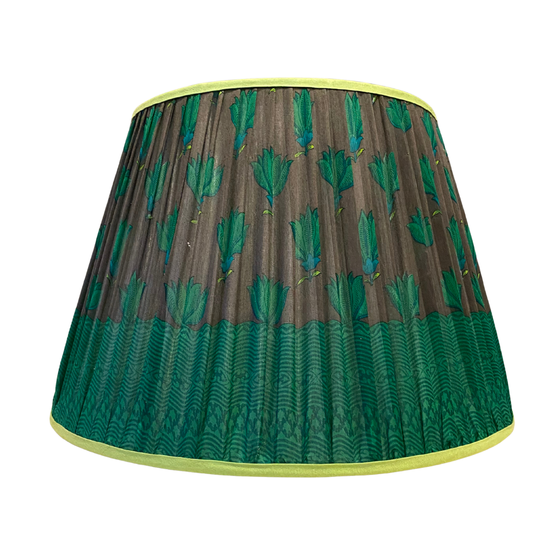 Limited Edition Green Flower Lampshade with Trim 18"