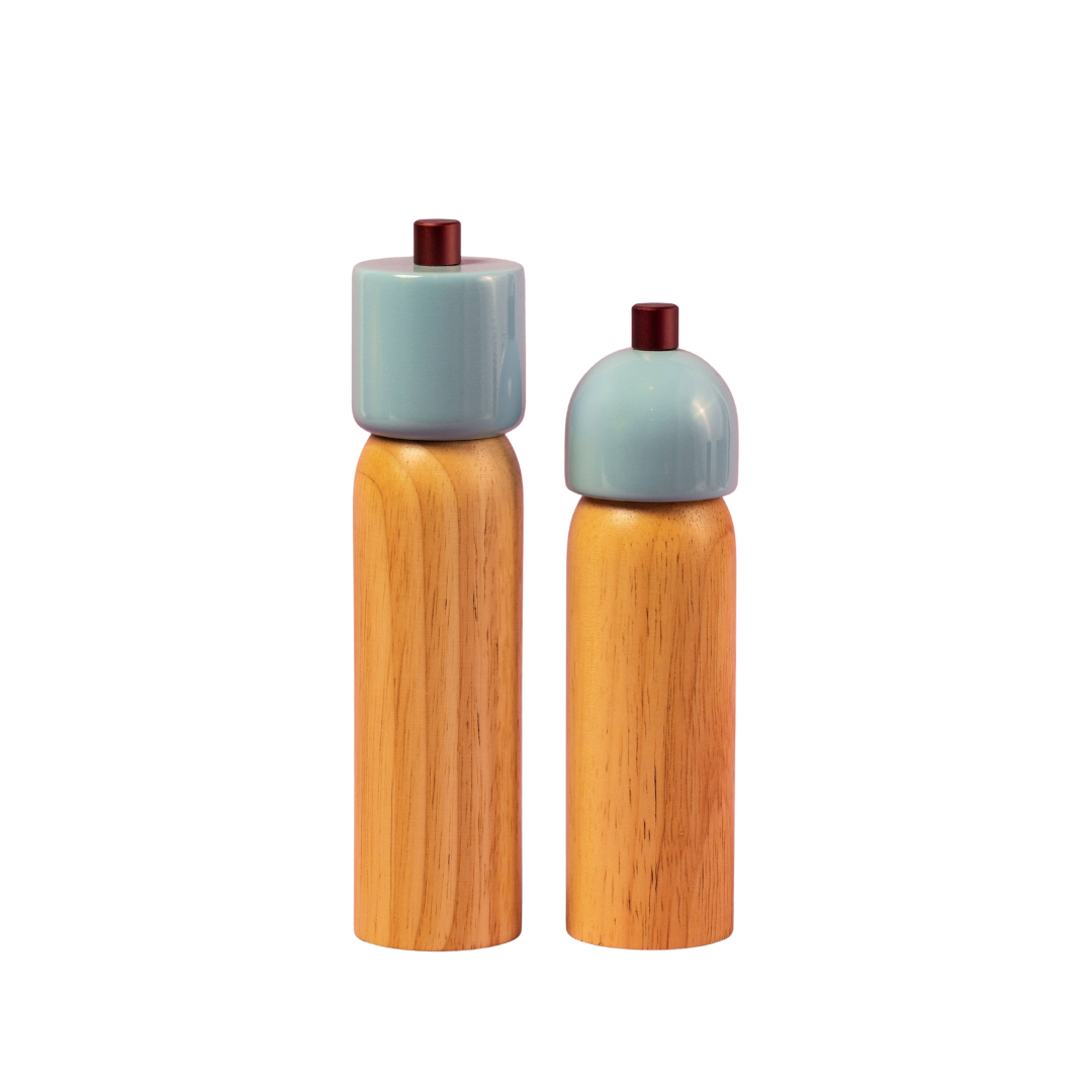 New! Salt & Pepper Grinder - Light Blue & Burgundy: Medium