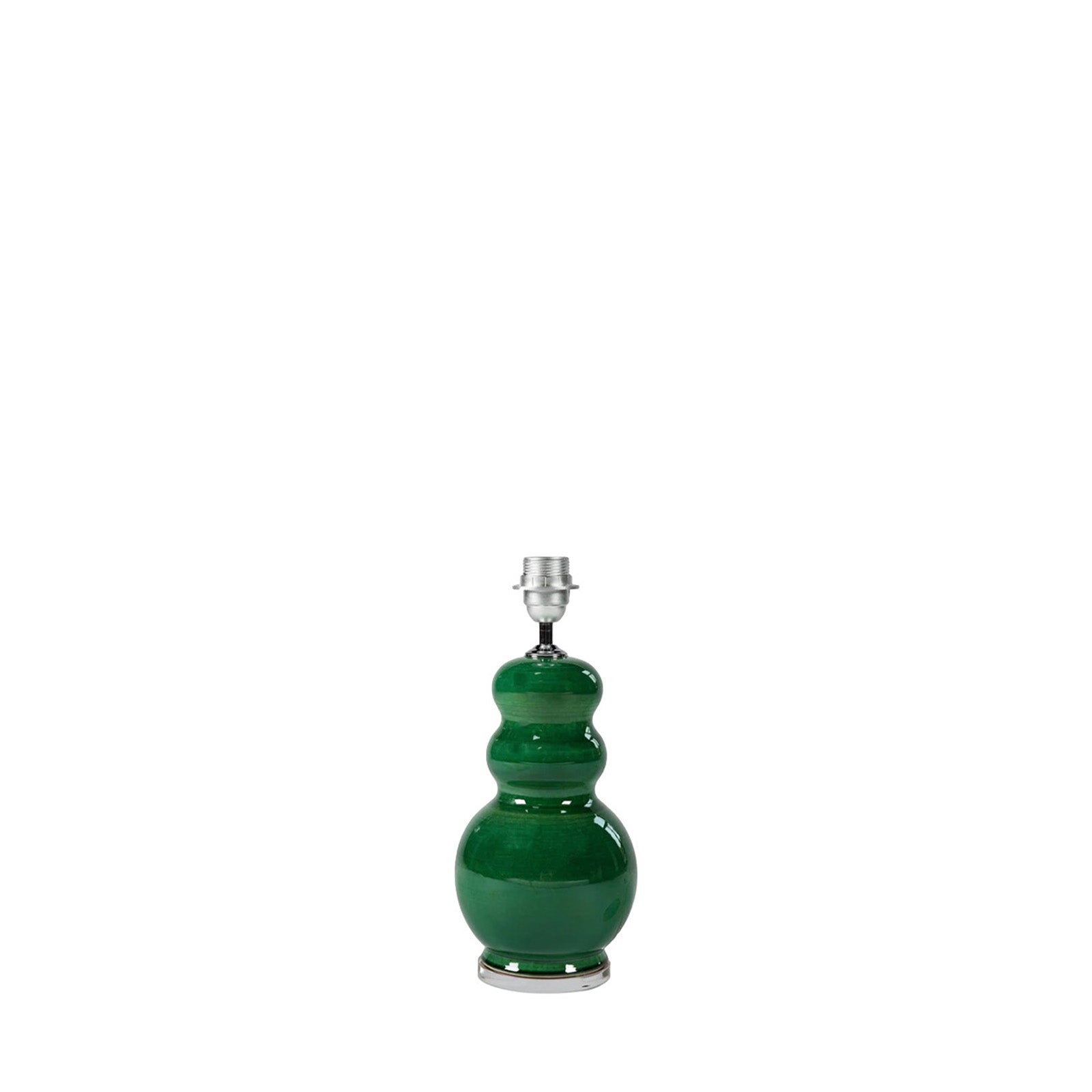 A green ceramic lamp base with an acrylic top