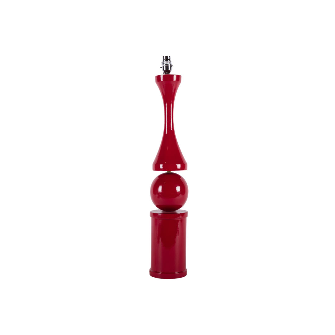 Red lamp with a unique design on a white background