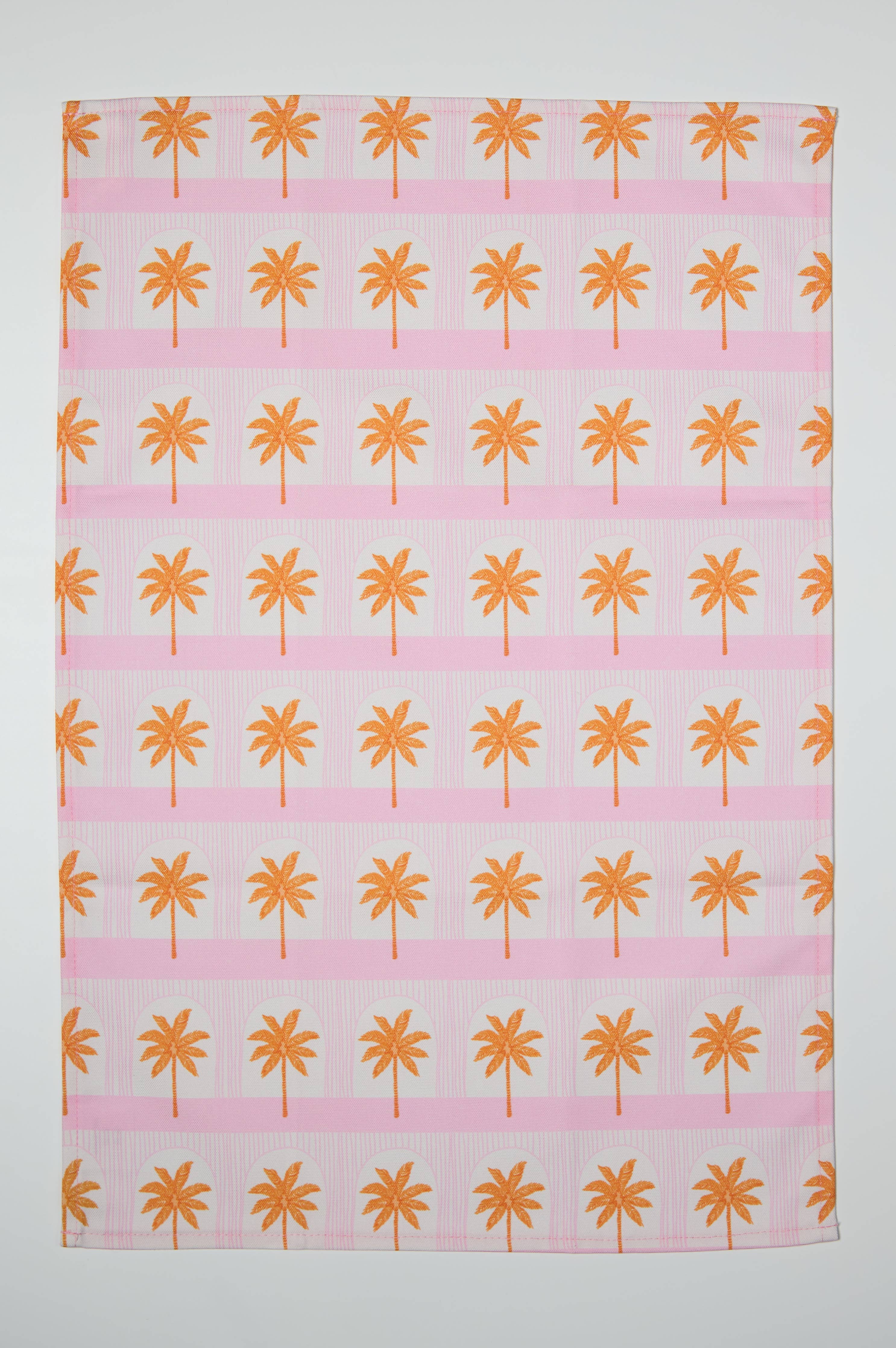 Palm Tile Pink Tea Towel