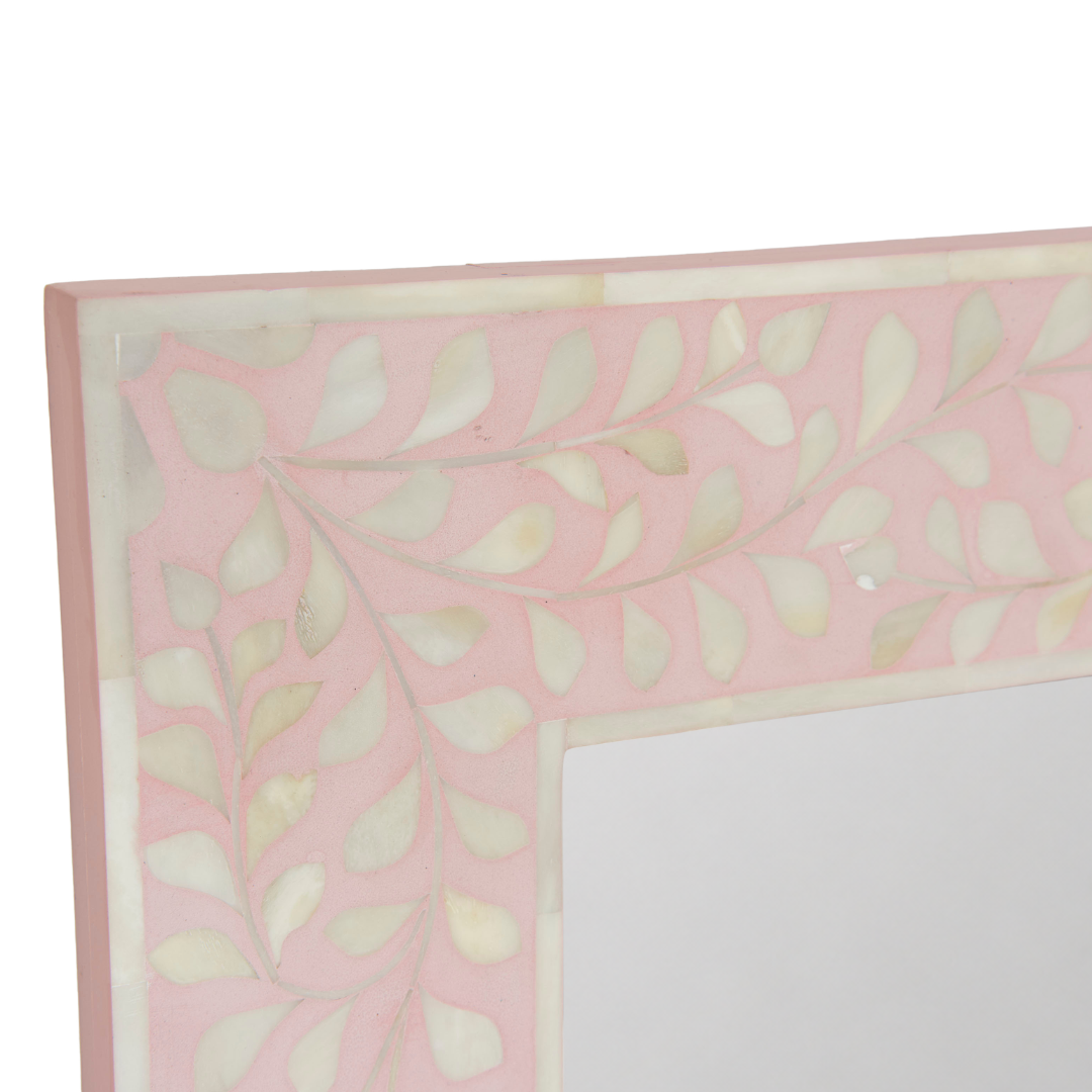 Pink Bone Inlay Large Rectangular Mirror