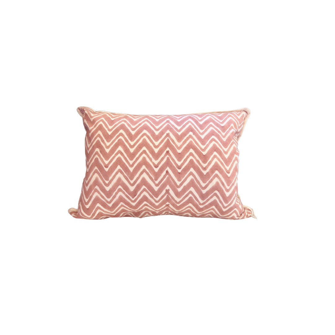 Pink Zig Zag Cotton Cushion 30x40