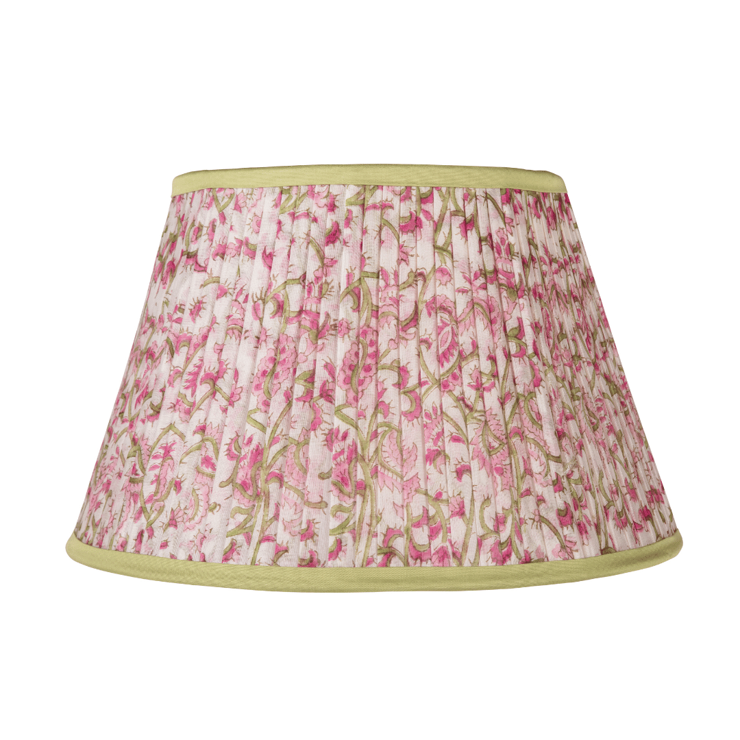 Pink Floral Green Trim Lampshade