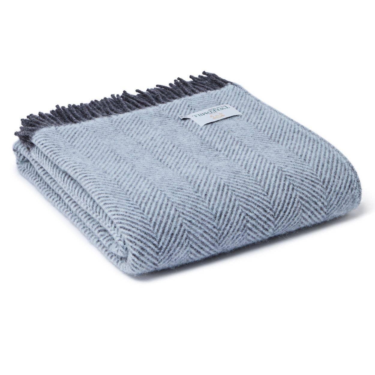 Powder Blue & Charcoal Herringbone Throw