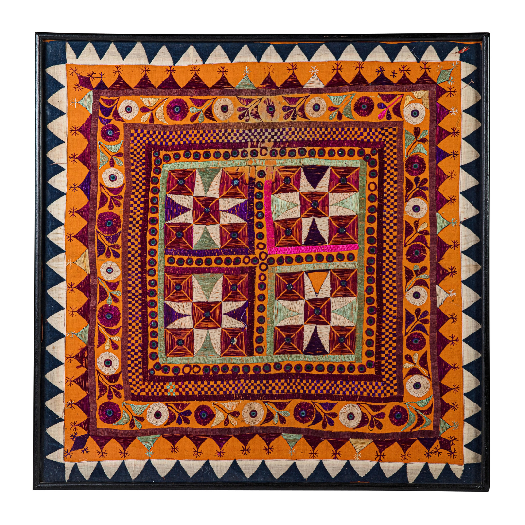 Saffron | Antique Indian Framed Textile