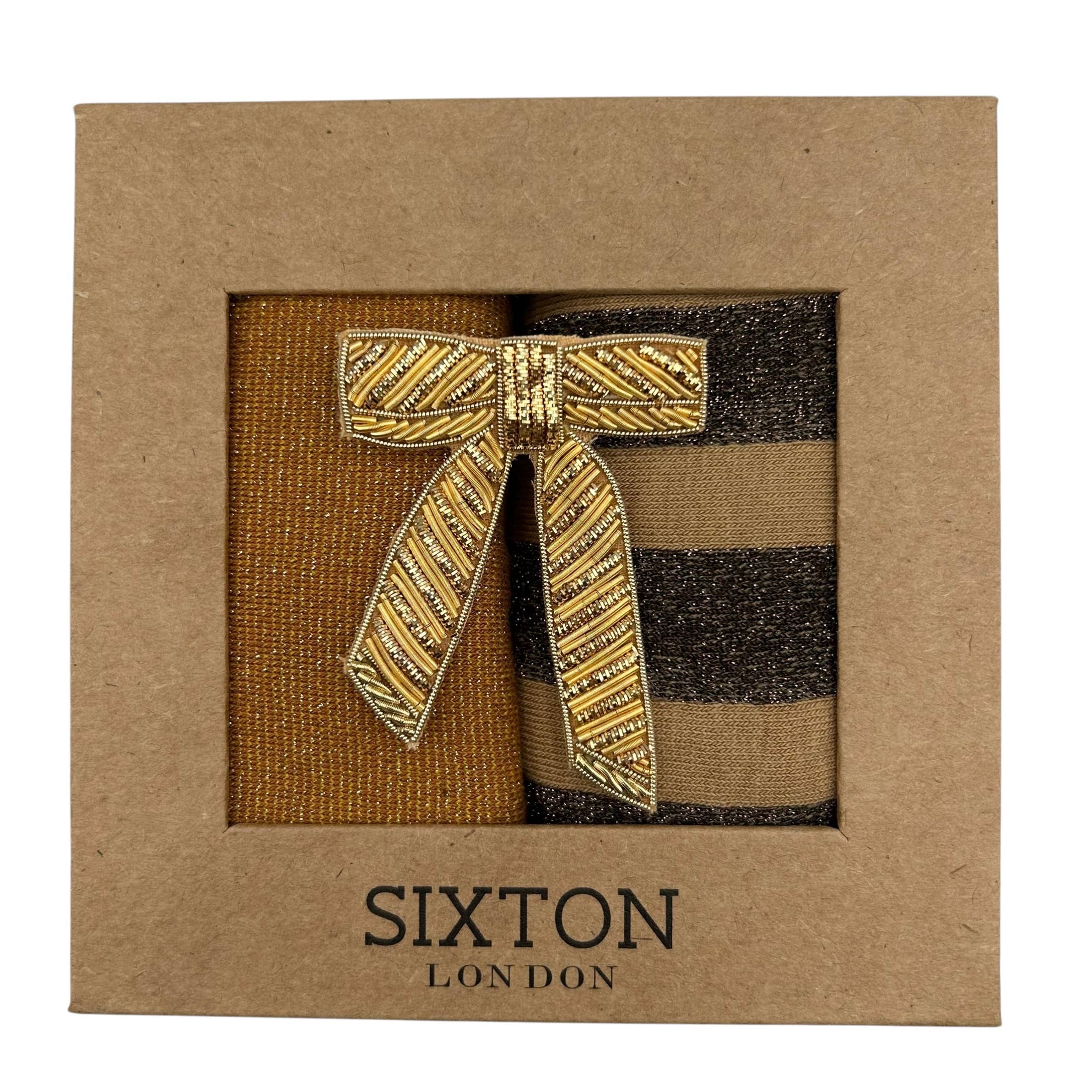 Sand Berlin & Tokyo sock box duo with Bow Brooch