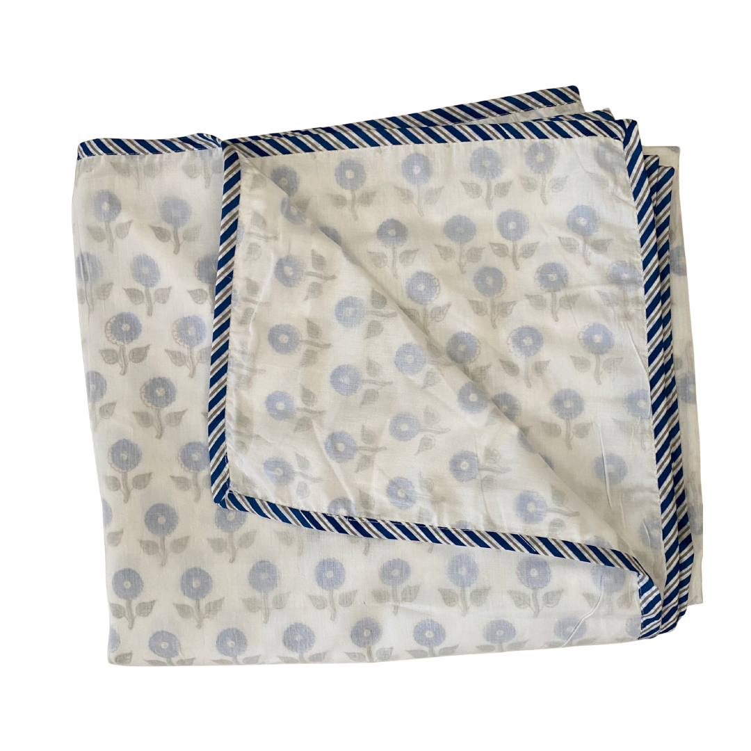 Stemmed Blue Daisies Cotton Dohar - Single