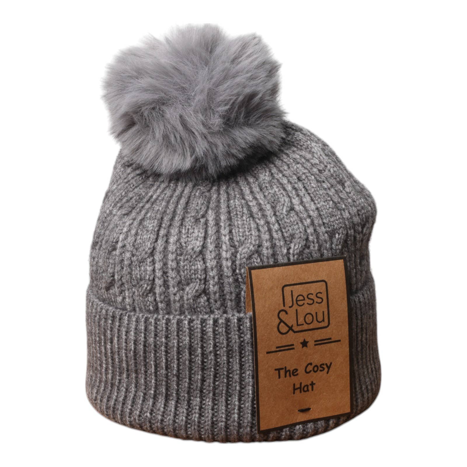 Unisex Cable Bobble Hat Charcoal