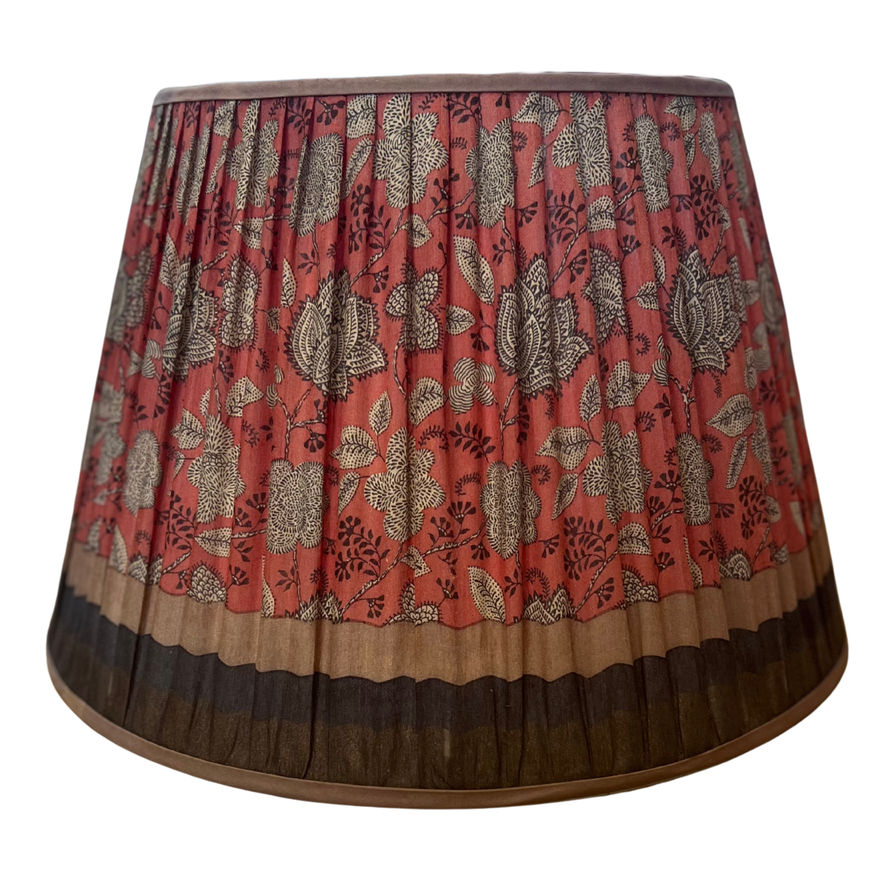 Artisan Sari 20" Gathered Shade - Red, Grey, Beige Floral