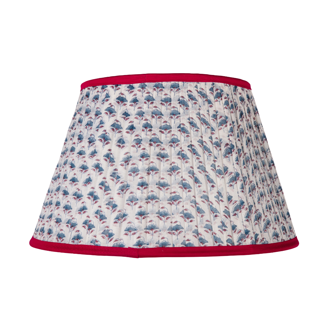Blue Floral Pink Trim Lampshade